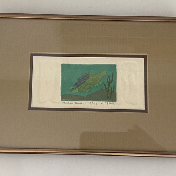 Mel Fleck Spanish Hogfish Art Signed Framed Original Print 8 of 150‎ 3 D Collage - Picture 16 of 16